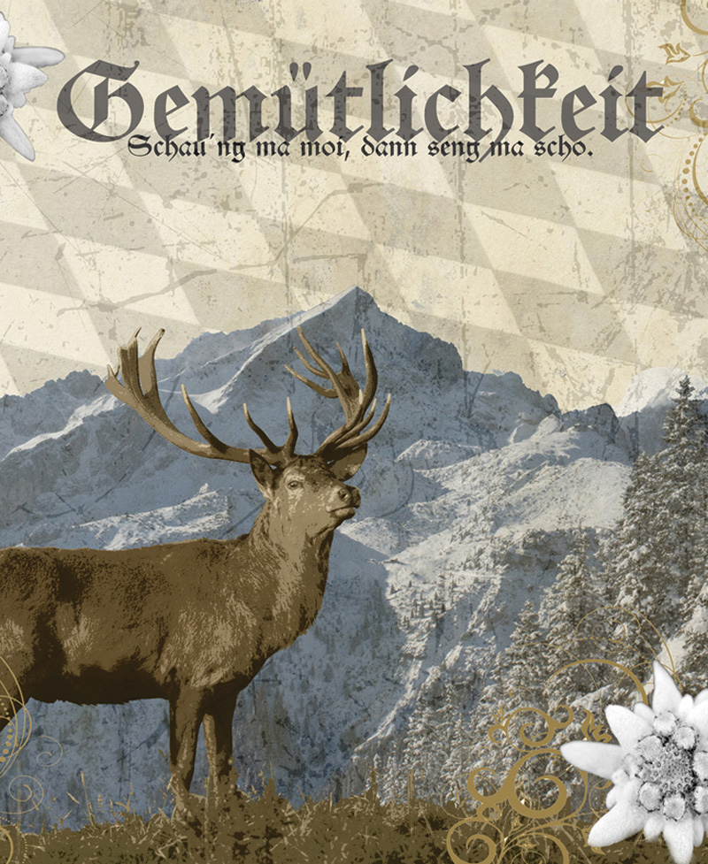 Fotocollage, Hirsch, Gemuetlichkeit, von Sabine Mannheims, Kunst aus Nuernberg