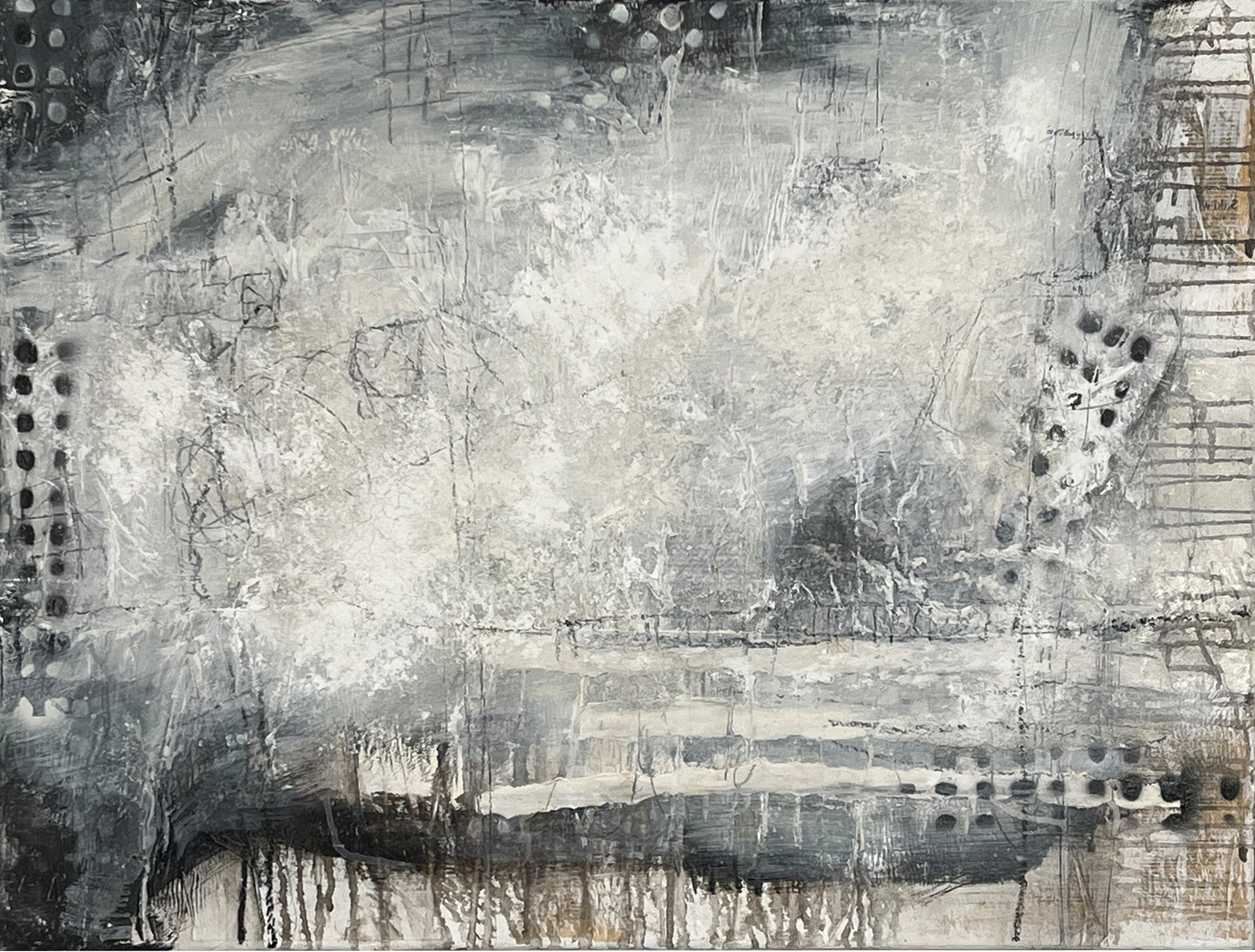 Origianlkunstwerk o.Titel X von Sabine Mannheims, schwarz-weiß Kontraste, mixedmedia Technik auf Leinwand, Bitumen, Acryl, Pigment etc